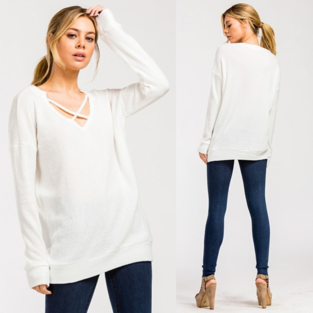 Ivory Criss Cross Softest Thermal Top